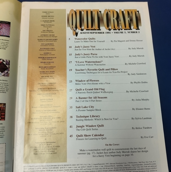 Vintage Quilt Craft Magazine August September 1995 Quilting Quilt Patterns - Picture 2 of 13